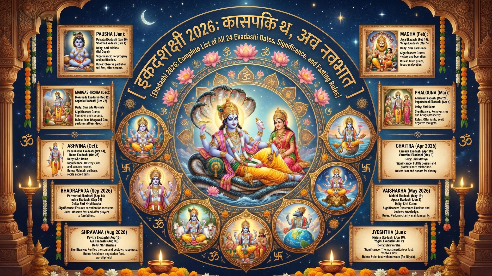 Ekadashi 2026: Complete List of All 24 Ekadashi Dates, Significance, and Fasting Rules