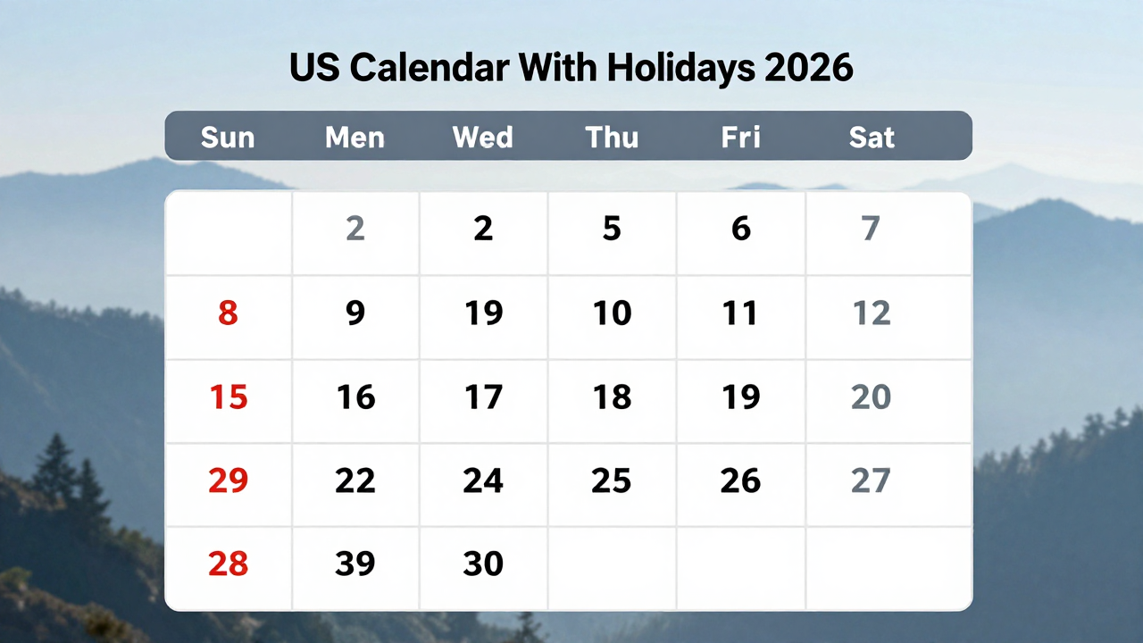 US Calendar with Holidays 2026 – Complete Federal Holiday Schedule & Monthly Calendar